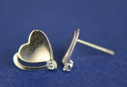14K White or Yellow Gold Heart Shape CZ Stud Earrings