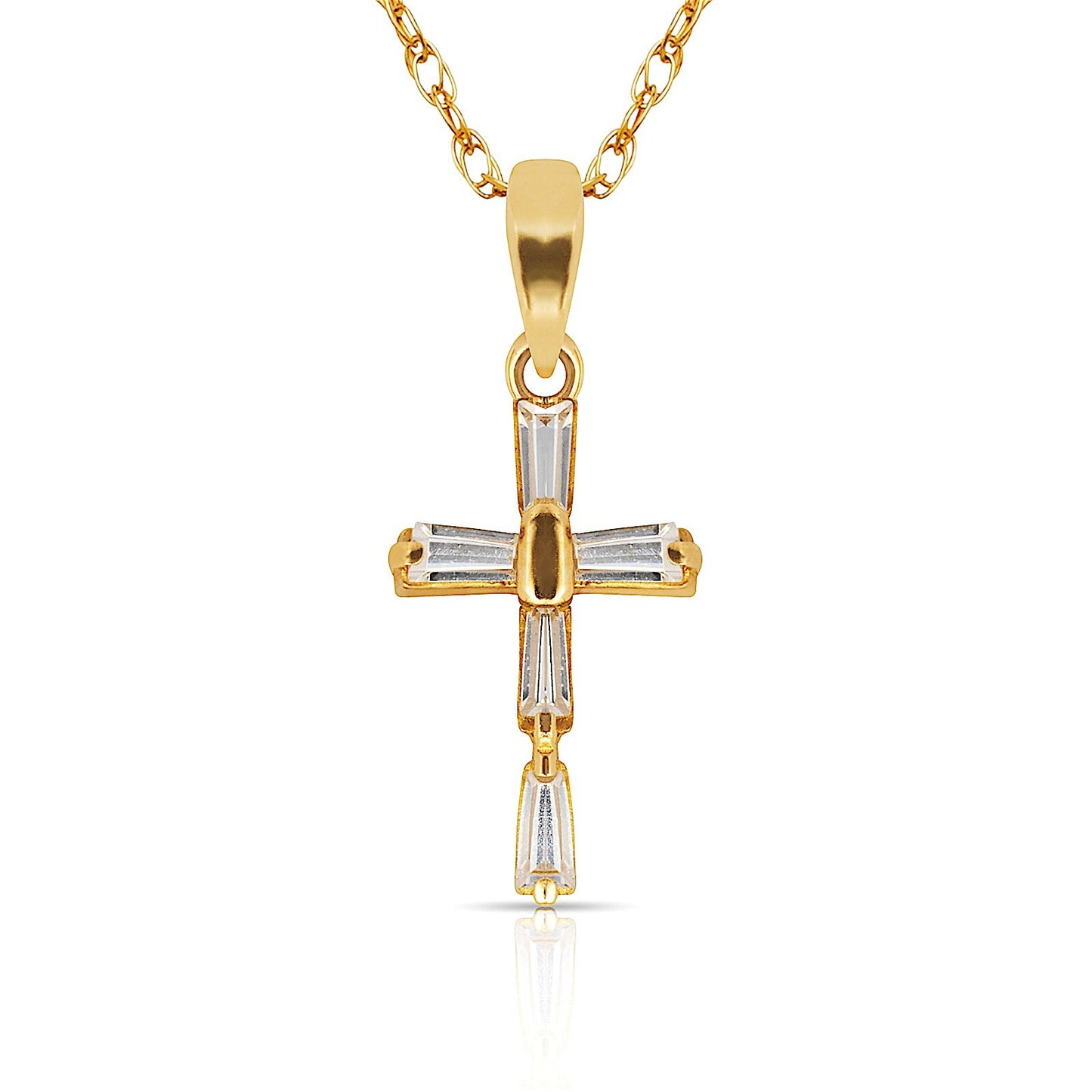 14K Yellow &  White Gold Cross Pendant for Women