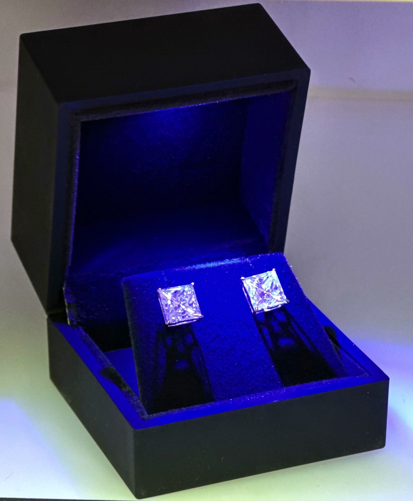 14K Gold GRA Certified D-VVS1 Princess Cut Moissanite Screw Back Studs Earrings