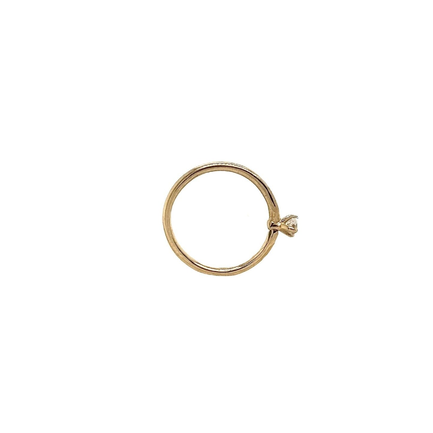 14K Solid Yellow Gold Nose Ring Hoop with 1.5mm CZ Stone