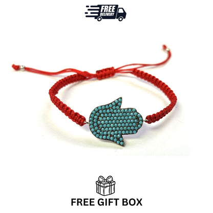 925 Sterling Silver  Hamsa Bracelet 6" Adjustable to 11"