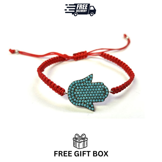 925 Sterling Silver  Hamsa Bracelet 6" Adjustable to 11"