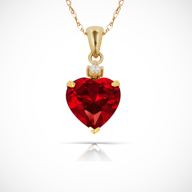 14K Yellow Gold Classic Heart Shaped Simulated CZ Pendant for Women