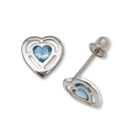 14k Yellow & White Gold CZ Open Heart Stud Earrings for Women