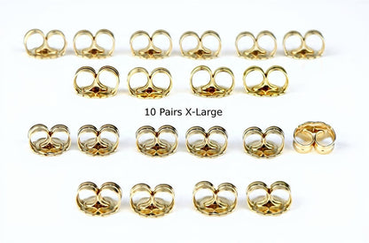14k Yellow or White Gold Push Back Earring Butterfly Backing by 1,2,3,6,10 Pairs