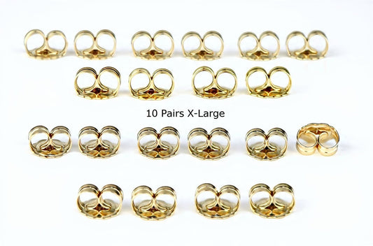 14k Yellow or White Gold Push Back Earring Butterfly Backing by 1,2,3,6,10 Pairs