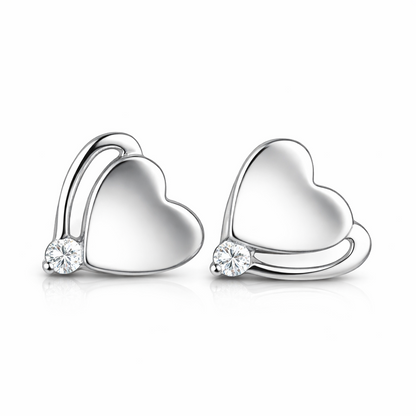 14K White or Yellow Gold Heart Shape CZ Stud Earrings