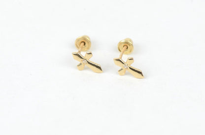 14K Yellow or White Gold Cubic Zirconia CZ Cross Earrings