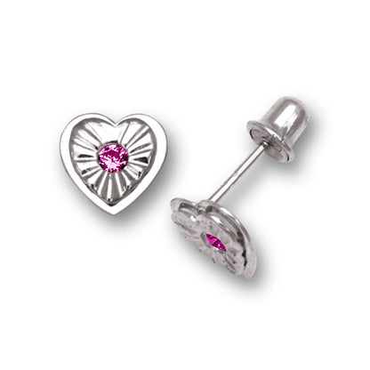14K Yellow & White Gold  Mini Heart Shaped Screw back Stud Earrings for Women