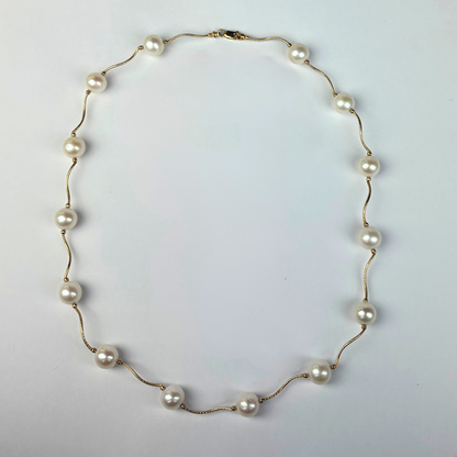 14K Yellow Gold Beautiful Freshwater Pearl Necklaces for Women