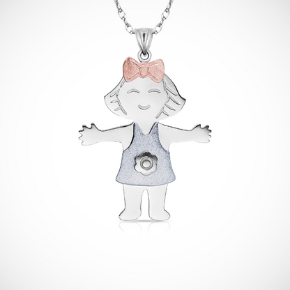 14K Yellow & White Gold Little Girl Pendant For Baby Girl