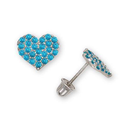 14K Yellow & White Gold Beautiful CZ Heart Shaped Stud Earrings for Women