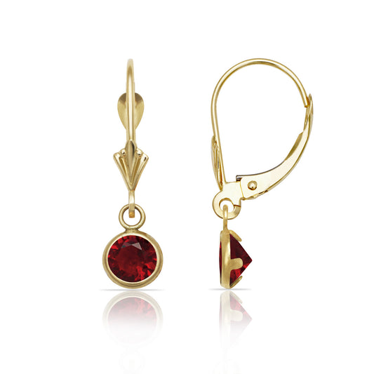 14k Yellow Gold CZ Leverback Earrings