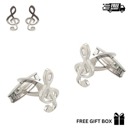 925 Sterling Silver Italy Treble Clef Cufflinks