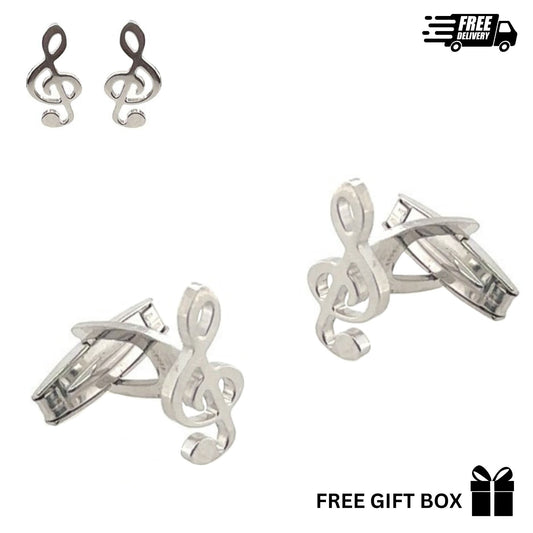 925 Sterling Silver Italy Treble Clef Cufflinks