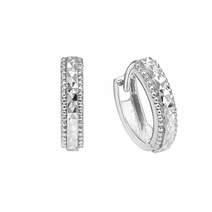 14K Yellow or White Gold Dimond Cut Huggie Earrings