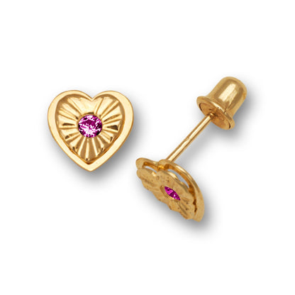 14K Yellow & White Gold  Mini Heart Shaped Screw back Stud Earrings for Women