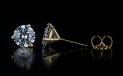 14k Yellow Gold Round AAA Quality CZ Martini Stud Earrings