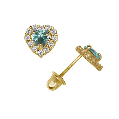 14K Yellow & White Gold Large Gorgeous CZ Heart Shaped Stud Earrings for Women