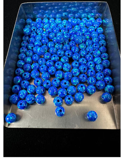 Full Drilled Dark Blue Synthetic Lab Created Opal Round Beads 4mm OP27