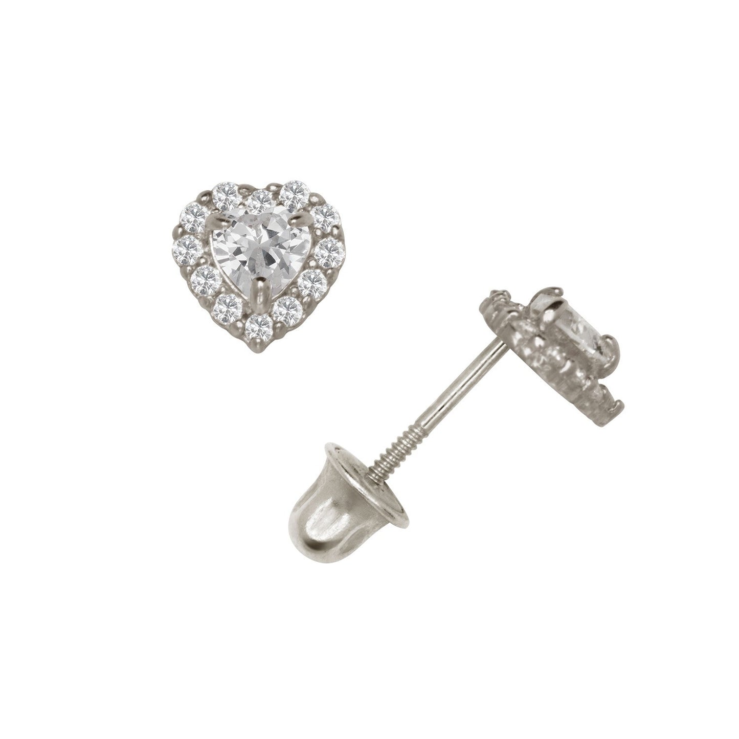 14K Yellow & White Gold Small Gorgeous CZ Heart Shaped Stud Earrings for Women