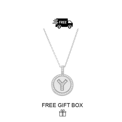 925 Sterling Silver Initial Letter Pendant With Cubic Zirconia