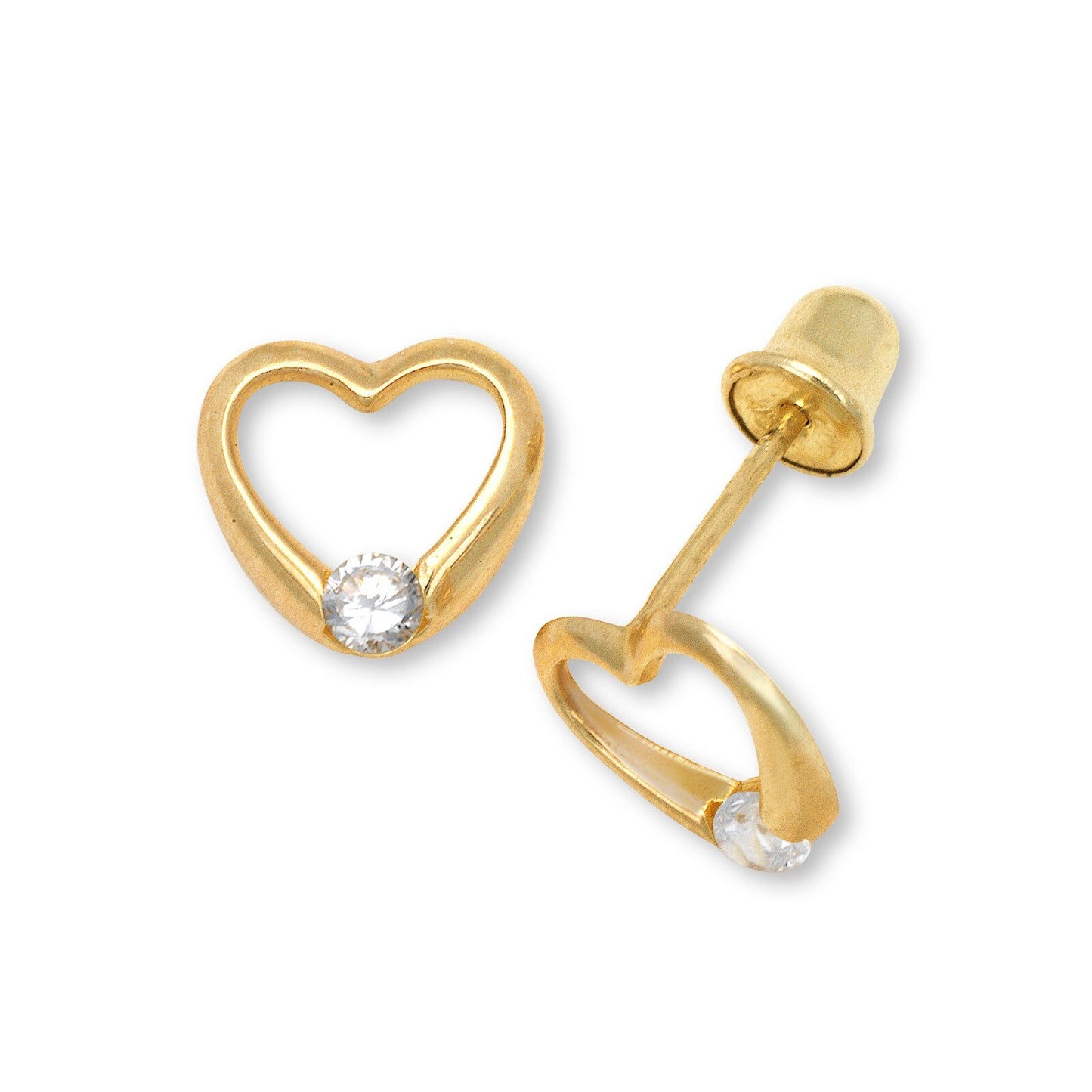 14K Yellow Gold Girl & Children's 12 Month Birthstone Heart Shape Stud Earrings