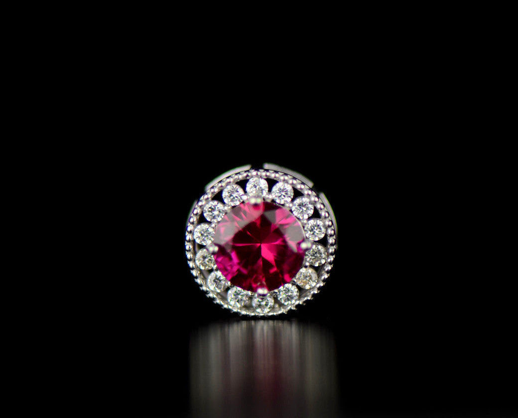 14k White Gold Halo Round Pendant