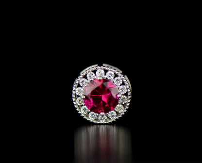 14k White Gold Halo Round Pendant