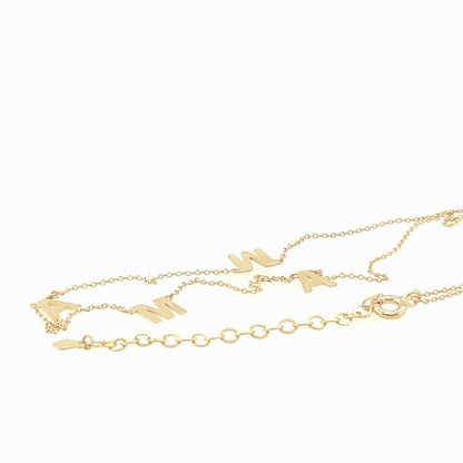 14K Yellow/ White/ Rose Gold "MAMA" Charm Necklace