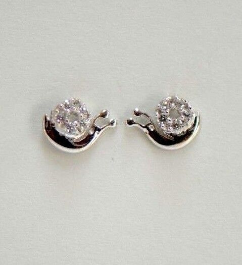 14k Yellow or White Gold CZ Snails Stud Earrings