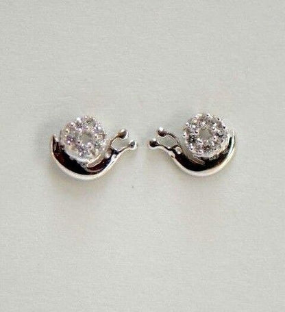 14k Yellow or White Gold CZ Snails Stud Earrings