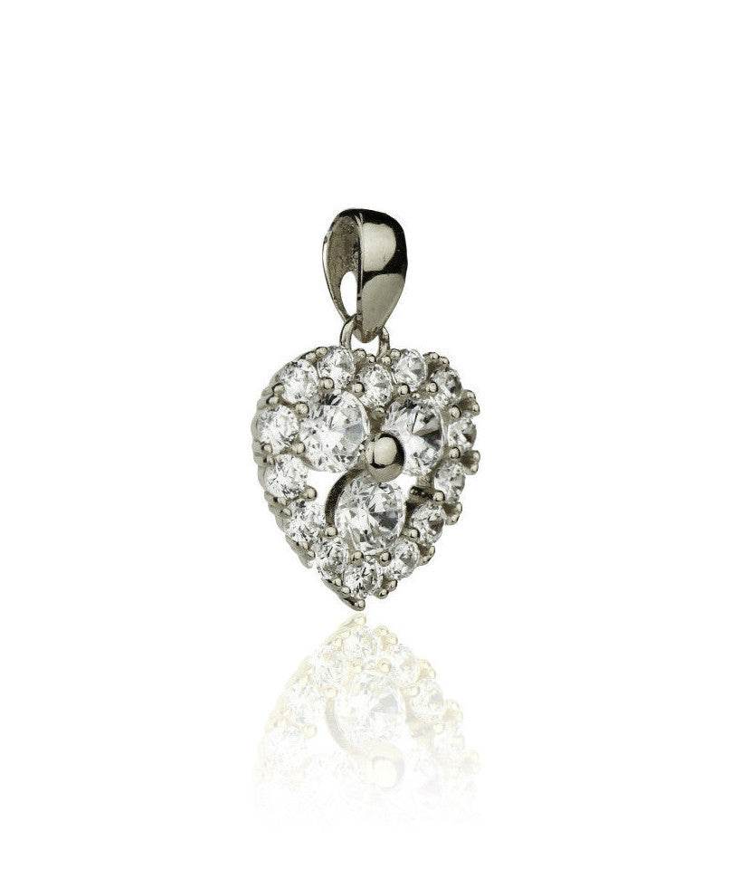 14k Yellow  Gold Cz Heart Pendant