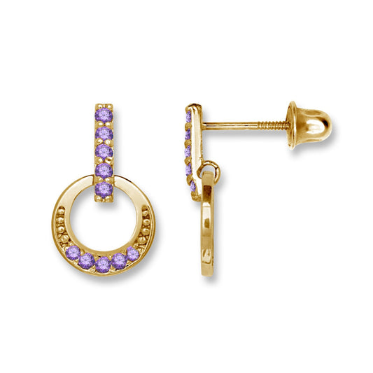 14K Yellow & White Gold Classic Circle Drop Earrings for Women