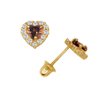 14K Yellow & White Gold Large Gorgeous CZ Heart Shaped Stud Earrings for Women
