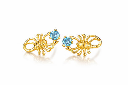 14k Yellow Gold Birthstone Scorpion Earring