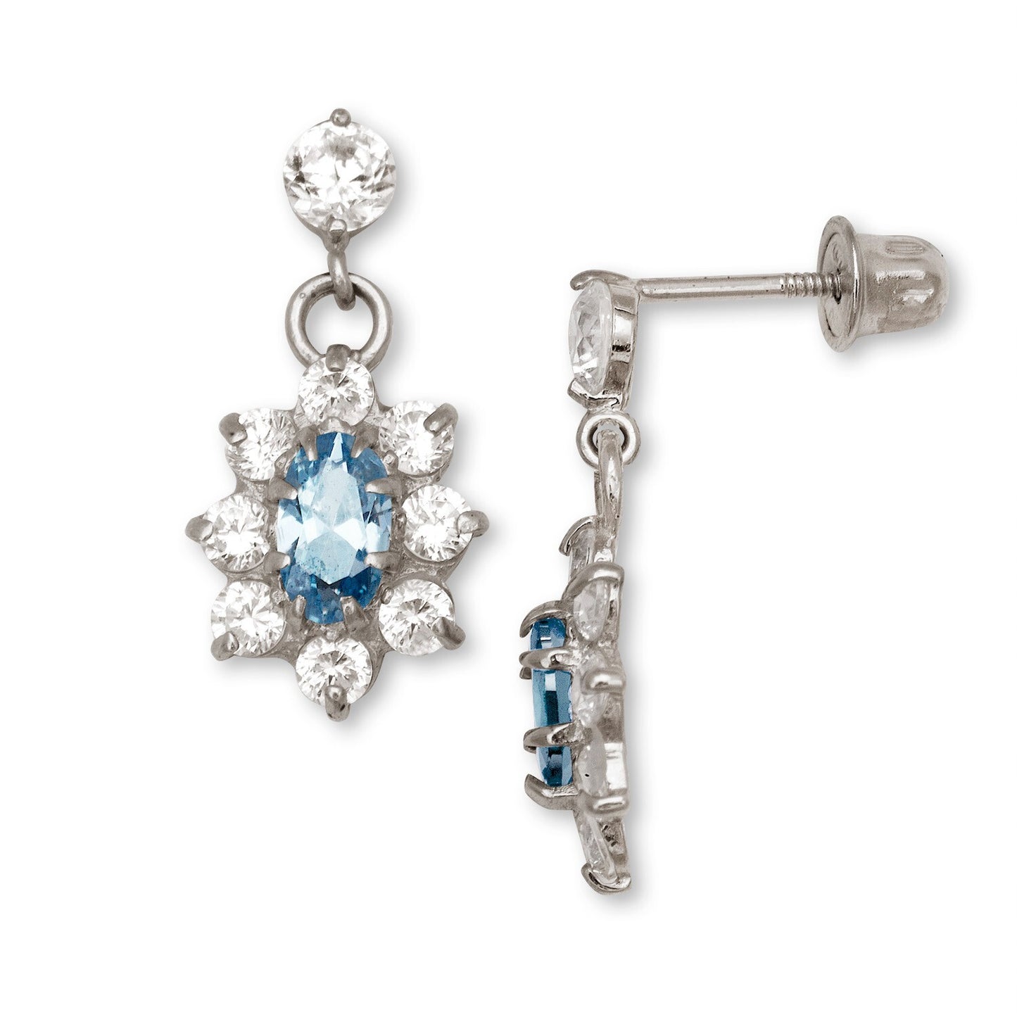 14K Yellow & White Gold Dangle Flower Shape Earrings for Women