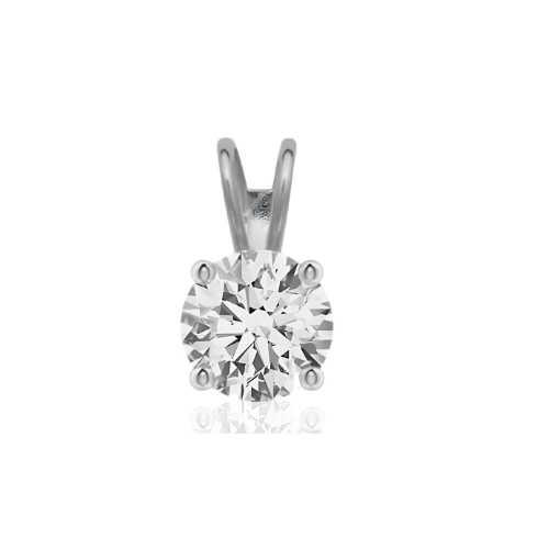 14K Yellow and White Gold GRA Certified D-VVS1 Round Moissanite Pendant