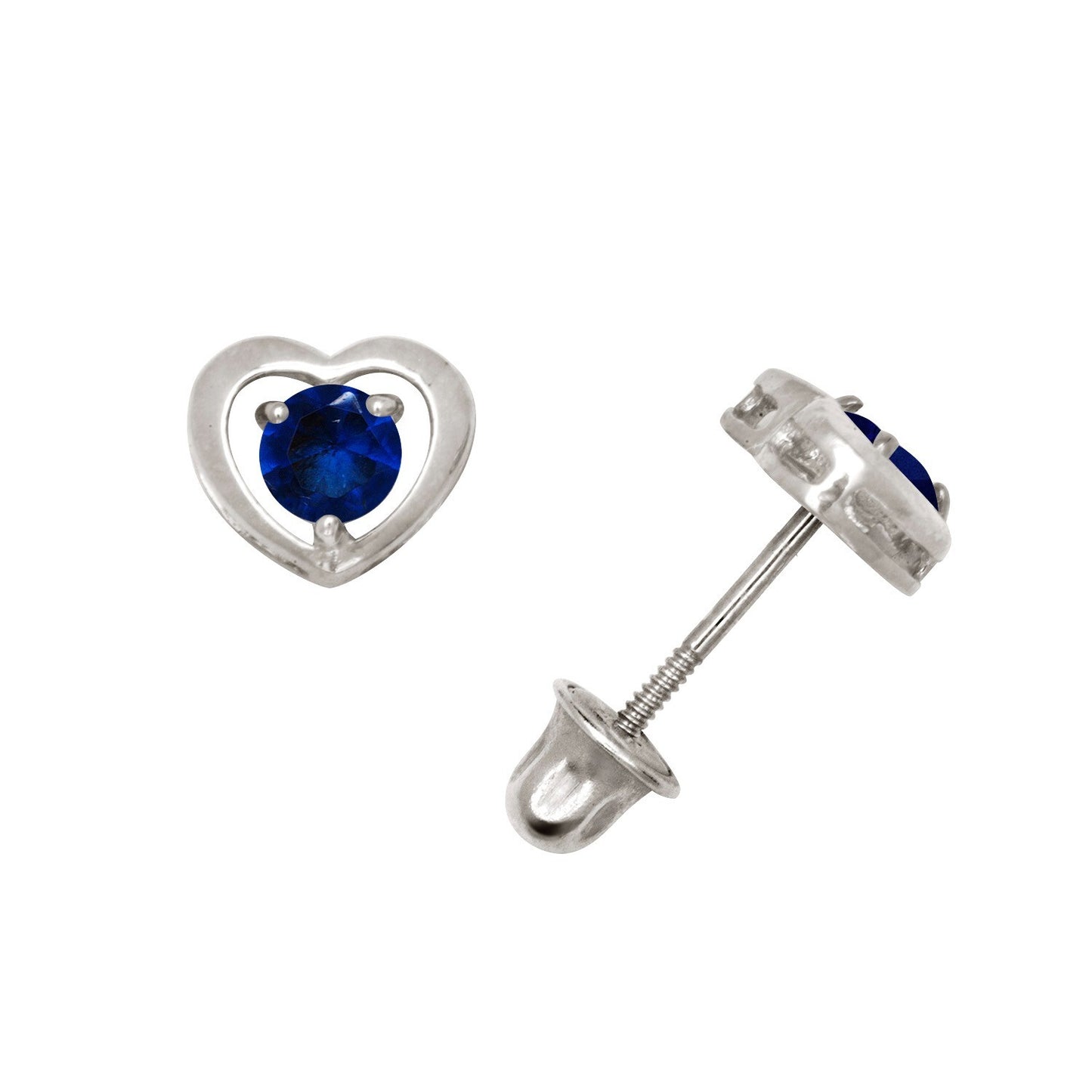 14K Yellow & White Gold Elegant CZ Heart Shaped Stud Earrings for Women
