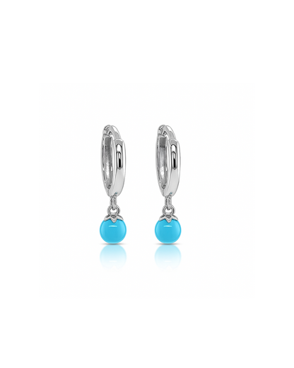 14k Yellow Gold Turquoise Huggie Dangle Earrings