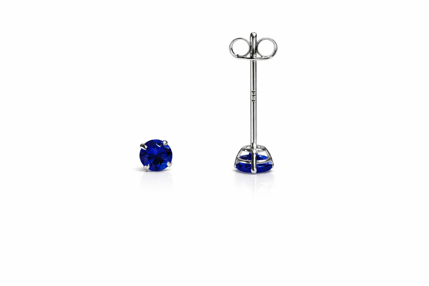 14K White Gold 3mm Round Birthstone Stud Earrings with Push back