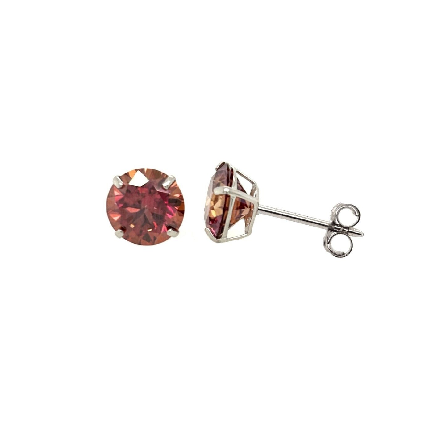 14K Gold GRA Certified D-VVS1 Watermelon Red Moissanite PushBack Studs Earrings