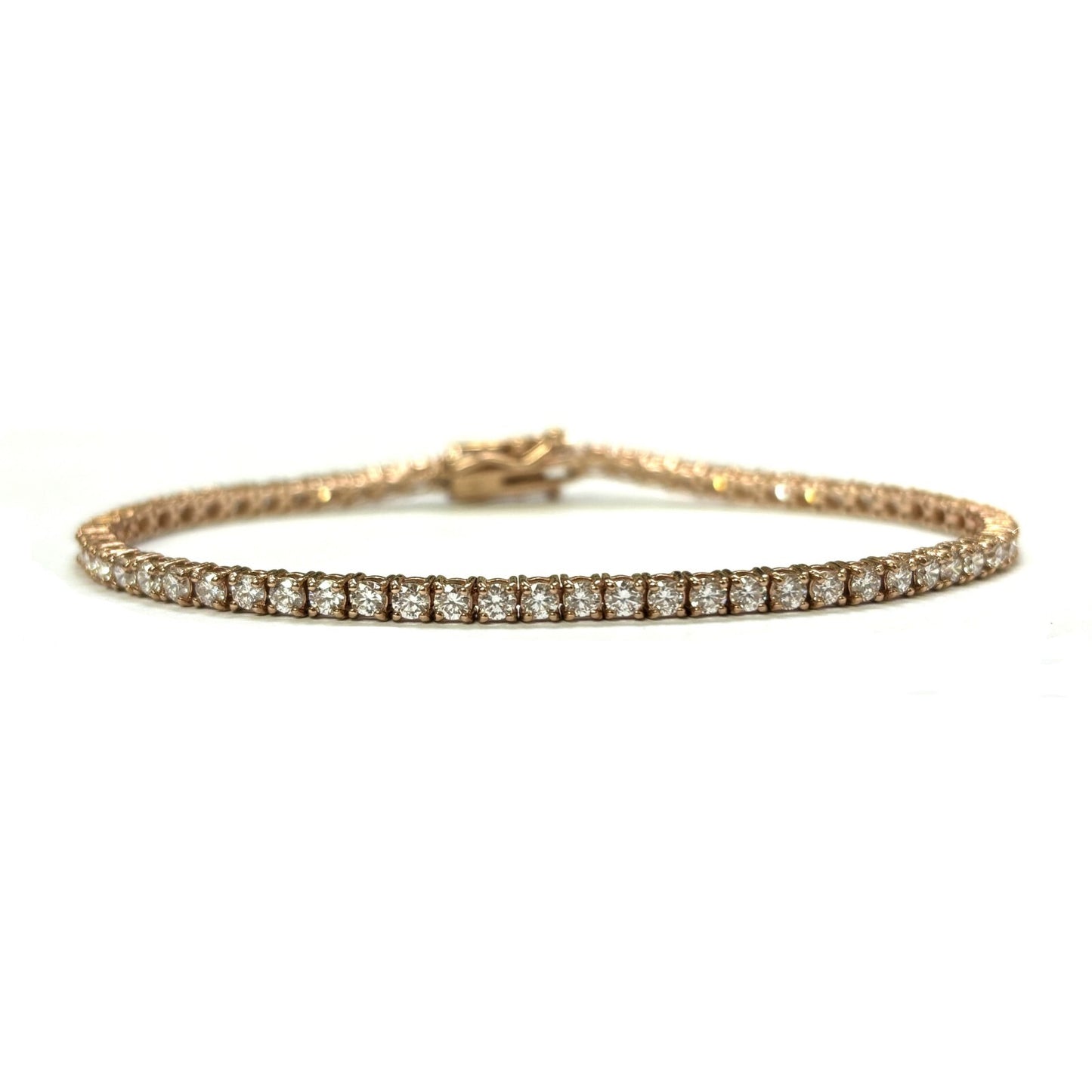 14K Rose Gold Round Lab Grown Diamond Tennis Bracelet  7 Inches