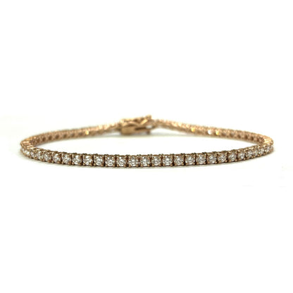 14K Rose Gold Round Lab Grown Diamond Tennis Bracelet  7 Inches