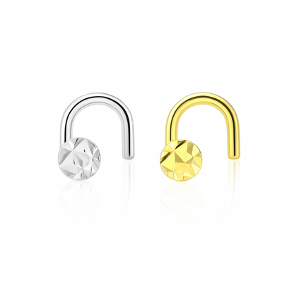 14k Yellow or White Gold Round Flat Ball Nose Piercing Diamond Cut