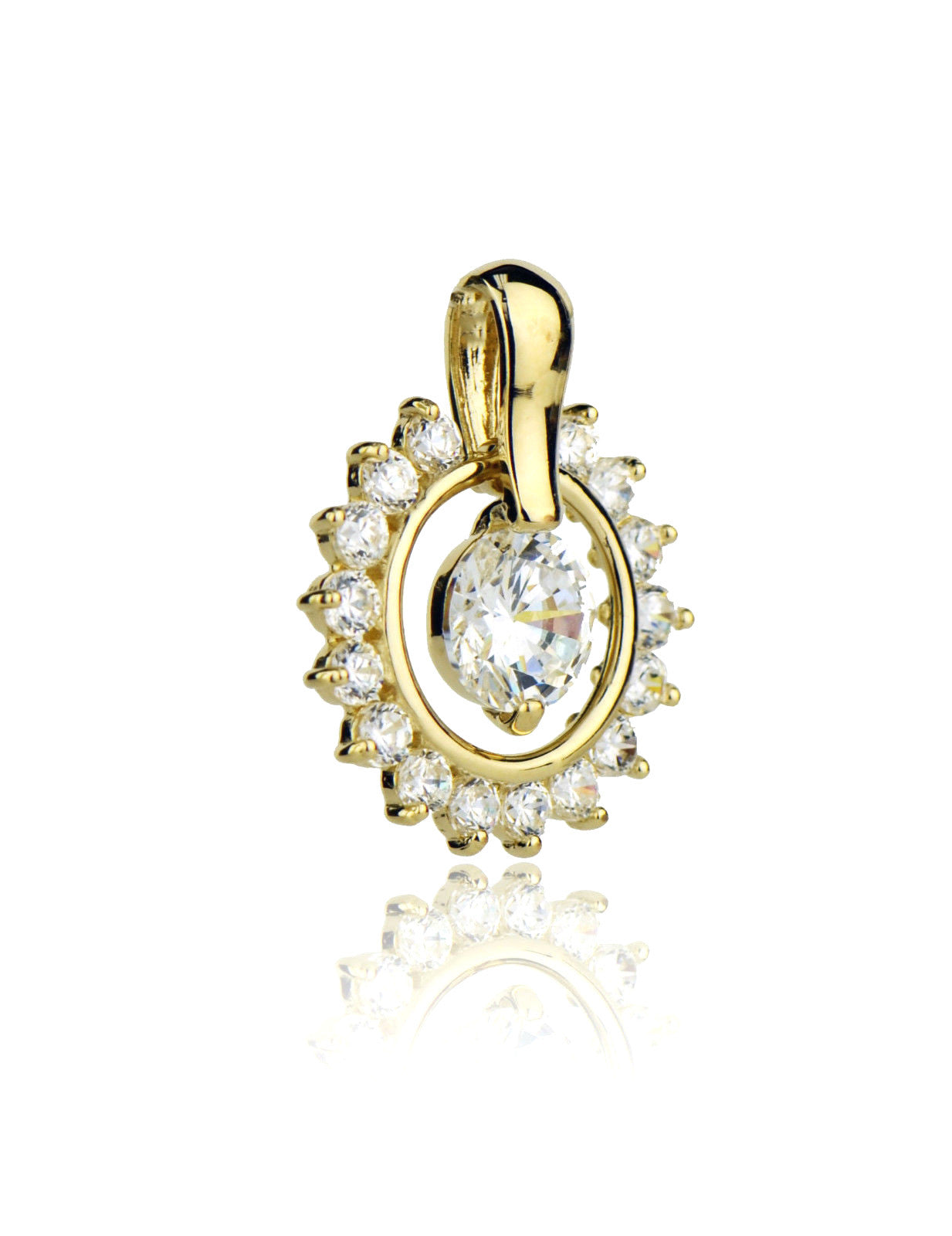 14k Yellow or White Gold Cz Round Pendant
