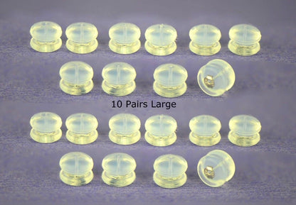 14k Yellow or White Gold Jelly Silicon Back Earring by 1,2,3,6,10 Pairs!!!