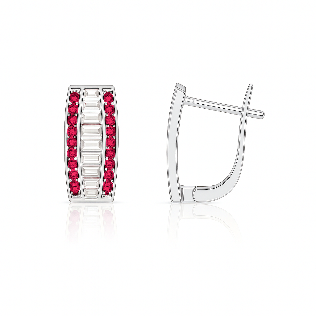 14k White Gold CZ Beautiful Leverback Earrings for Women