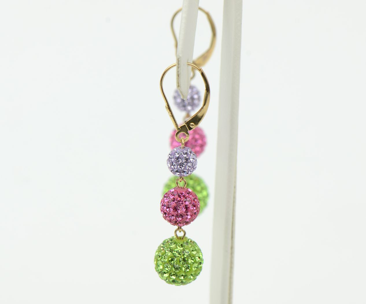 14K Yellow Gold Leverback Dangle Earrings with Genuine Czech Crystals