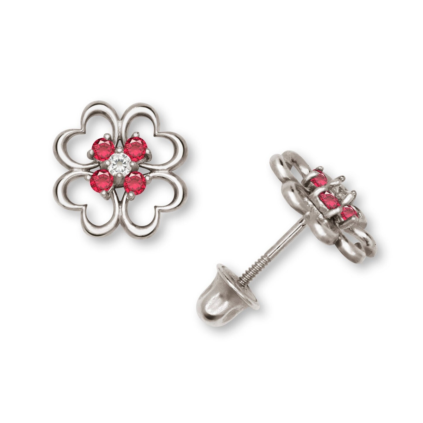 14K Yellow & White Gold Elegant Flower Stud Earrings for Women